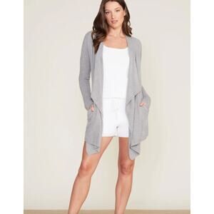 Barefoot Dreams CozyChic Lite Gray Open Front Drape Cardigan NWT 1X Plus SOFT
